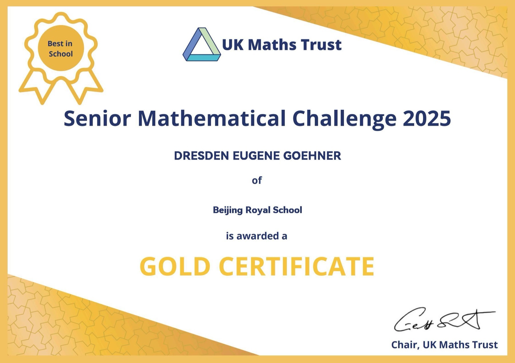 SMC Gold certificate